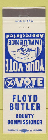 Matchbook Cover - Floyd Butler County Commissioner Election