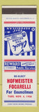 Matchbook Cover - Hofmeister Focarelli Councilman Election 1958 Hackensack NJ