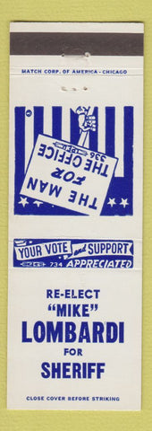 Matchbook Cover - Mike Lombardi for Sheriff Election