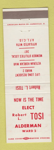 Matchbook Cover - Robert L Tosi Alderman Election