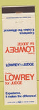 Matchbook Cover - Charles Lowrey for Judge Election Ohio?