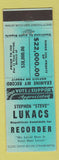 Matchbook Cover - Stephen Steve Lukacs Recorder Election Greenville PA WEAR