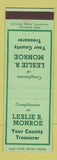 Matchbook Cover - Leslie R Monroe County Treasurer