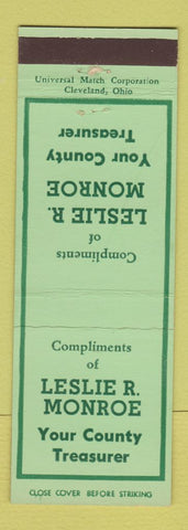 Matchbook Cover - Leslie R Monroe County Treasurer