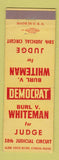 Matchbook Cover - Burl Whiteman Judge Election
