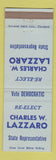 Matchbook Cover - Charles W Lazzaro State Rep Elyria OH Ohio
