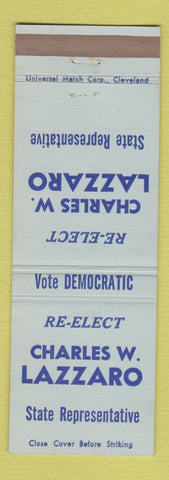 Matchbook Cover - Charles W Lazzaro State Rep Elyria OH Ohio