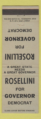 Matchbook Cover - Albert Rosellini for Governor WA Washington