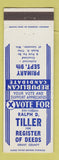Matchbook Cover - Ralph D Tiller Register of Deeds Grant County WI Lancaster
