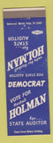 Matchbook Cover - Haskell Holman State Auditor Election MO Missouri