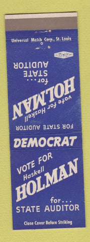 Matchbook Cover - Haskell Holman State Auditor Election MO Missouri