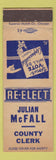Matchbook Cover - Julian McFall County Clerk Election WEAR Wichita County TX?
