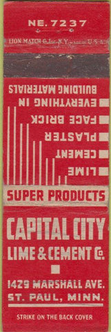 Matchbook Cover - Capital City Lime Cement ST Paul MN WEAR