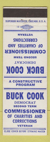 Matchbook Cover - Buck Cook Commissioner Election