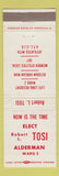 Matchbook Cover - Robert L Tosi Alderman Election