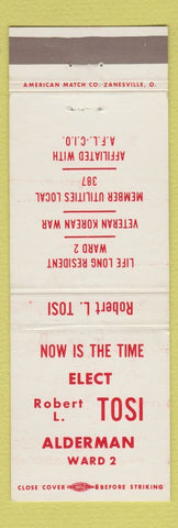 Matchbook Cover - Robert L Tosi Alderman Election