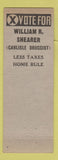 Matchbook Cover - William R Shearer General Assembly Rep Carlisle  PA