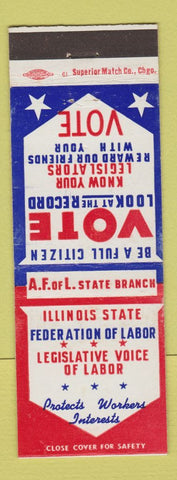Matchbook Cover - Illinois State Federation of Labor Union Election