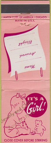 Matchbook Cover - It's A Girl monogram
