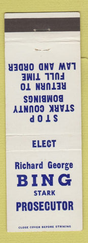 Matchbook Cover - Richard George Bing Stark County Prosecutor OH? Bombings