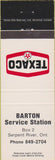 Matchbook Cover - Barton Texaco Serpent River ON