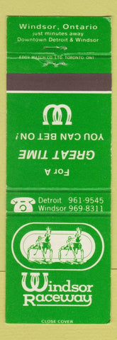 Matchbook Cover - Windsor Raceway Horse Racing Windsor ON WEAR