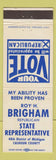 Matchbook Cover - Roy Brigham State Rep Election Calhoun County MI