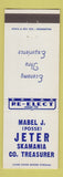 Matchbook Cover - Mabel J Jeter Skamania County Treasurer WA