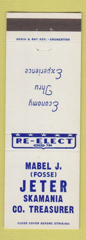 Matchbook Cover - Mabel J Jeter Skamania County Treasurer WA