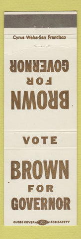Matchbook Cover - Brown for Governor Pat? CA California?