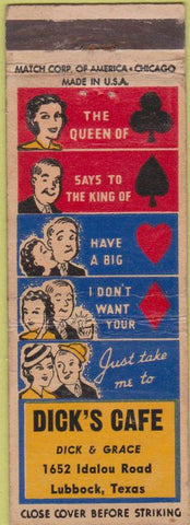 Matchbook Cover - Dick's Cafe Lubbock TX