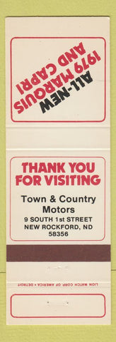 Matchbook Cover - 1979 Mercury Marquis Capri New Rockford ND