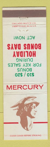 Matchbook Cover - Mercury Holiday Bonus Days Christmas