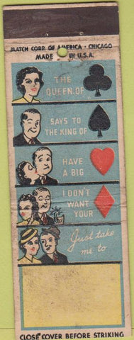 Matchbook Cover - Match Corp Card Suits BLANK WORN