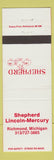 Matchbook Cover - Shepherd Lincoln Mercury Richmond MI