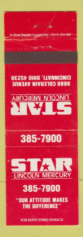 Matchbook Cover - Star Lincoln Mercury Cincinnati OH
