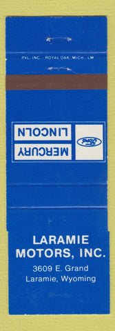 Matchbook Cover - Laramie Motors WY Ford Mercury Lincoln WEAR