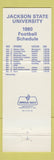 Matchbook Cover - Miller Beer Jackson State Tigers 1980 Football Schedule