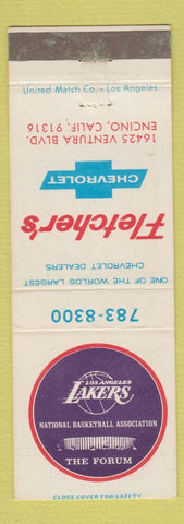 Matchbook Cover - Chevrolet Encino CA Lakers Basketball Schedule 1969 WEAR