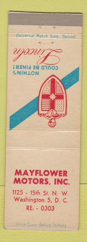 Matchbook Cover - Mayflower Motors Lincoln Washington DC