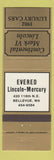 Matchbook Cover - Evered Lincoln Mercury Bellevue WA 1982