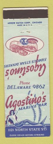 Matchbook Cover - Agostino's Marine Bar Steaks Chicago IL mermaid girlie ARROW