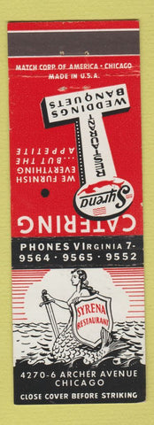 Matchbook Cover - Syrena Restaurant Chicago IL mermaid girlie