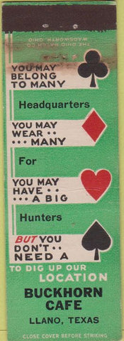 Matchbook Cover - Buckhorn Cafe Llano TX WEAR