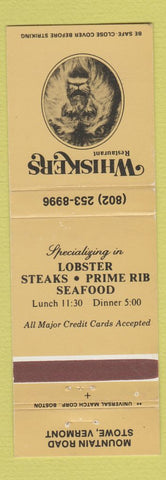 Matchbook Cover - Whiskers Restaurant Stowe VT Lion WEAR