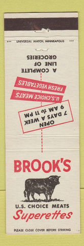 Matchbook Cover - Brook's Meats Superettes Grocrey