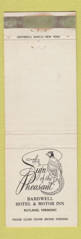 Matchbook Cover - Sign of the Pheasant Rutland VT Bardwell Hotel Motor Inn