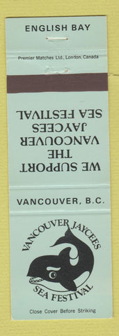 Matchbook Cover - Vancouver Jaycees Sea Festival BC Whale