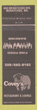 Matchbook Cover - Covey's Restaurant Lounge Wenatchee WA