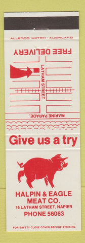 Matchbook Cover - Helpin & Eagle Meat Napier New Zealand